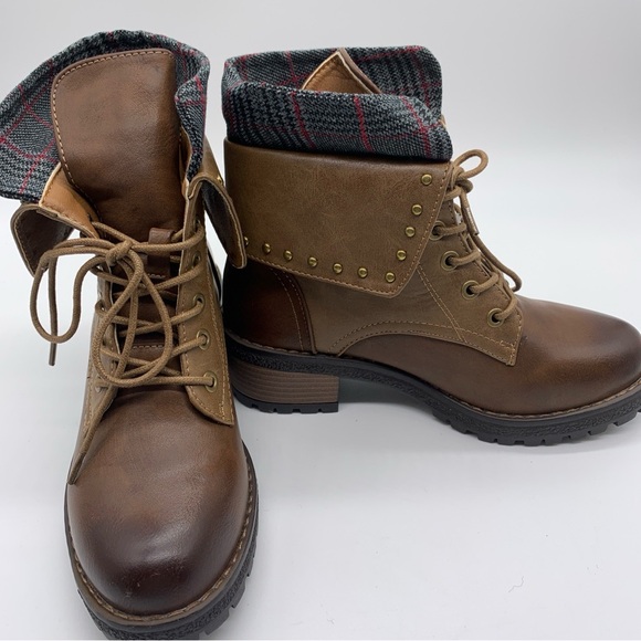 Comfortview Fold Over Flat Ankle Brown Boots Womens Size 6, EUR 37 NEW - Picture 2 of 5